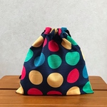 カラフルドット柄きんちゃく袋