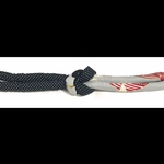 グレーに赤と白のリボン柄帯締 新品