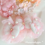 ★受注制作★乙女なふわふわヘアクリップ (ミント×ピンク)