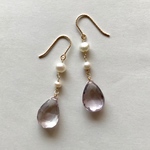 ピンクアメジストと淡水パールのピアス