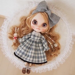ブライス♡アイシードール♡ブラックチェックワンピース