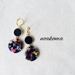 black☆カラフルラウンドイヤリング/ピアス