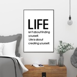 英文「人生とは自分を見つける事ではなく自分を創るものである」シンプルで可愛いハンドメイド ポスター◇◆