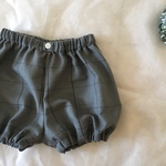 先染め起毛コットンチェックのふっくらかぼちゃパンツ・グレー