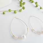 ☆summer sale☆パールと天然石　フープピアス　pink