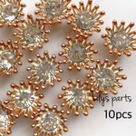 再販★10個  ゴールド ラインストーン 花芯 カボション パーツ