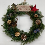 【現品限り】15㎝クリスマスリース　ツリー&星