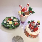 ミニチュアフード 　クリスマスケーキ、サラダ　パフェセット