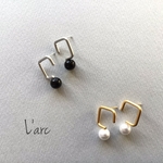 square pearl pierce -silver- 
