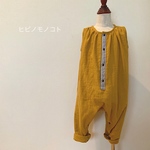 国産ダブルガーゼのバルーンサロペット　＜マスタード＞