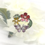 [Xmas限定] 花と蝶のピンブローチ/シルバー