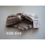 kids(Lサイズ)   ベージュチェッククロスヘアバンド  ママとペア
