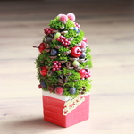大きな松ぼっくりのクリスマス・ツリー（Merry Christmas・植木鉢風）