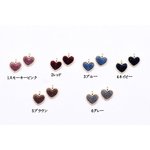 送料無料 20個 チャームパーツ ハート コーデュロイ貼り 1カン ゴールド【20ヶ】 M3330-1