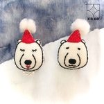 【クリスマス限定】しろくまサンタ刺繍ブローチ