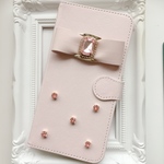レザーリボンピンク手帳型iPhone Androidケース