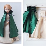 クリスマスシーズンに☆リカちゃん（1／6ドール）ドレスとマント、フォレストグリーン