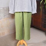 リネンのパンツ グリーン