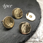 【4pce】gold マル ピアス カン付き