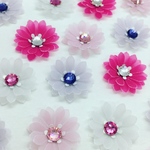 お花シール❁︎スワロフスキー❁︎40枚❁︎jewel pink×purple