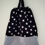  【送料込】在庫限り  ✰*30×35✰* ストライプ×黒色星柄★きんちゃく袋(持ち手付き)