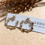 再販＊星サークルピアス／ゴールドピアス／小ぶり／星／アレルギー対応／上品