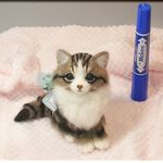 羊毛フェルト　猫　ふさふさブラウンタビーの子猫ちゃん　ねこ　ネコ　猫フィギュア
