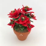 ポインセチア d  粘土の花鉢 ミニチュア