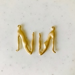 【N】Matte Gold Humanoid Letter Pendant Tops