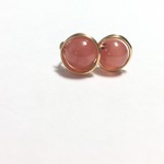 ☆14kgf☆インカローズのワイヤー包みスタッドピアス
