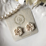 お呼ばれに♡パールとスワロフスキーのフラワーピアス／イヤリング
