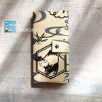 手帳型iPhoneケース for 6/5s/5/5c 〜猫　生成り浴衣柄〜