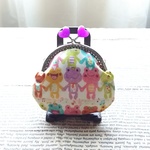 ◆◇カエル柄♪ベージュ系♪ラミネート生地♪がま口財布◇◆