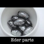 【4個】vintage   black  silver oval Acrylbeads