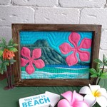 ハワイアンキルト《Hawaiian  Pink Plumeria🌴》フレーム入り  