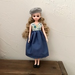 リカちゃん服　ブルーのワンピースコーデ