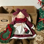 耳垂れうさぎ（赤チェック）クリスマスモチーフ