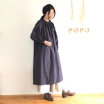 スモックギャザーワンピース　リネン　 