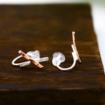 『かさなる 想い』Xmas限定 14kgf PG×silver　ピアス・イヤリング／セットジュエリー・クリスマスギフト・華奢 シンプル アクセサリー 送料無料／プレゼント