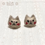 ＊合皮レザー にゃんこ ピアス＊