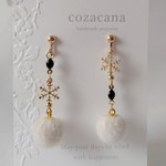 冬のファーアシンメトリーイヤリング/ピアス