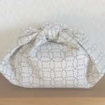あずま袋　マチ付き　お弁当サイズ　和柄　七宝　モノクロ　