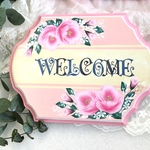 【受注制作】薔薇のネームボード☆トールペイント、クラシカル、表札、Welcomeボード、文字入れ