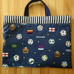 お名前タグつき レッスンバッグ【サッカー】ネイビー