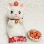 白猫とみかん | 羊毛フェルト 冬の風物詩 正月飾り 猫雑貨 和風
