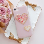 花びらの詰まったクリアハート❁.*･ﾟドライフラワーiPhoneケース  アンティークピンク【※iPhone専用ページ】
