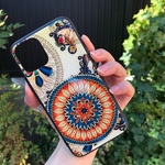 iPhone12/12pro/12proMax/12mini 他 iPhoneケース 強化ガラス　アンティーク　レトロ　マンダラ