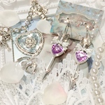 リボンハートアローピアス