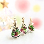 限定価格！《片耳用》天然石のクリスマスツリーピアス(イヤリング) ※チャーム変更可 冬 クリスマス 天然石  ガーネット クロムダイオプサイト クリスマスツリー 