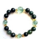 🍀癒し・リラックス🍀（虹入り）アイリスグリーンフローライト＆モスアゲートの天然石ブレスレット